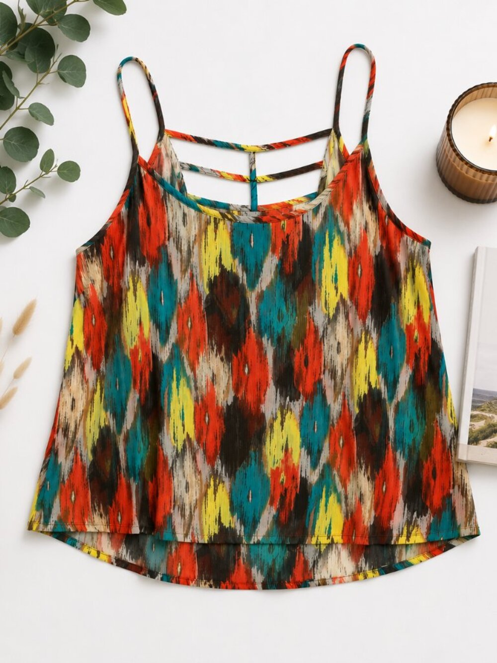 Maurices Printed Strappy Cami Tank Top Size Medium Multicolor